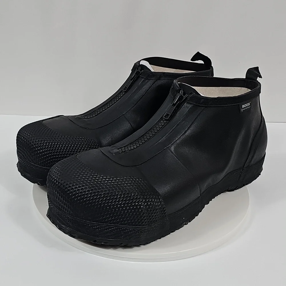 NIB Bogs Mens Zip Comp Toe Rain Boots Sz 11 Black Waterproof Work Shoe Zippered